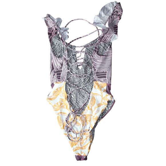 Maaji Reversable One Piece Floral Bathing Suit Swimwear - Picture 2 of 9